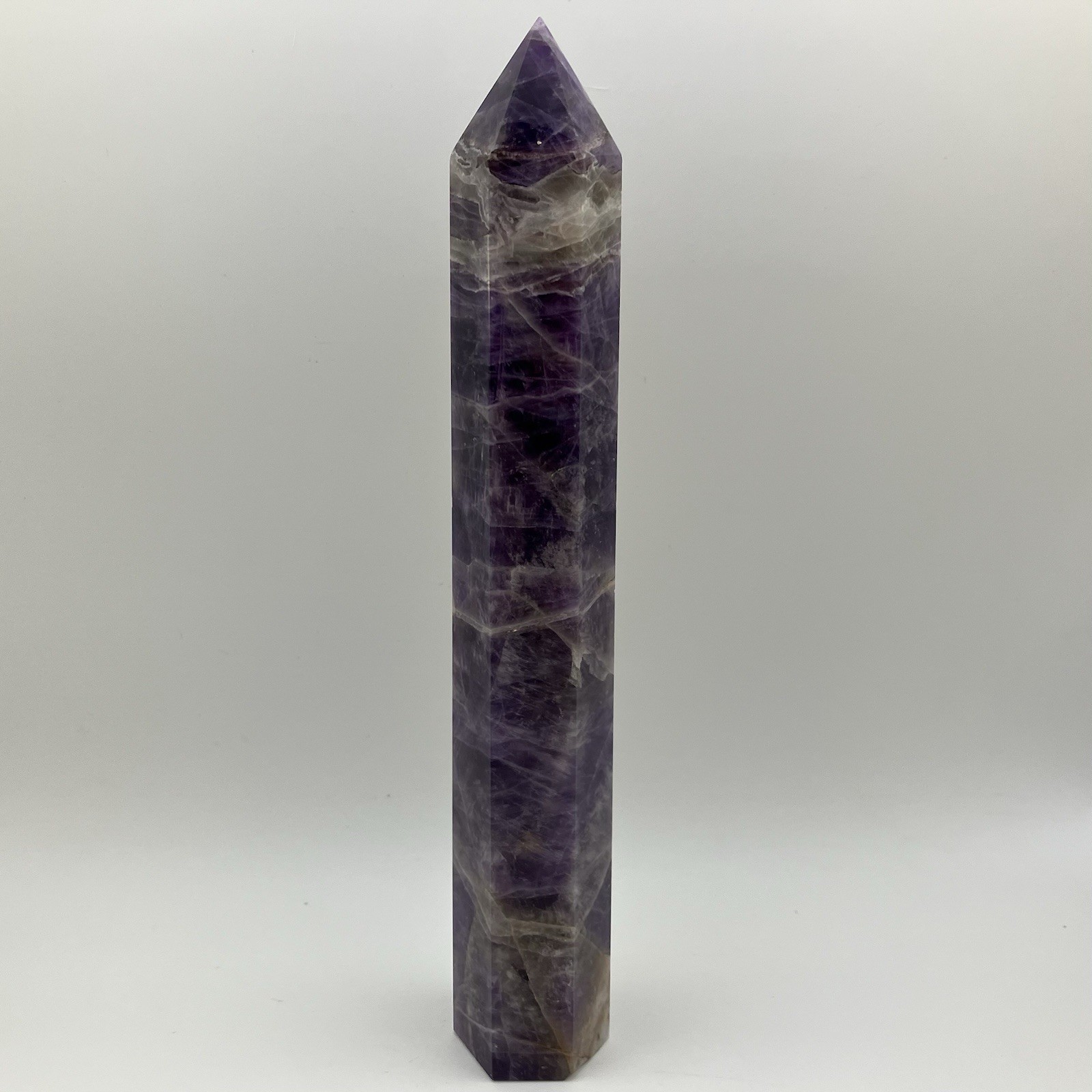 181mm XL .53 LB Brazil Amethyst Quartz Crystal Tower Gemstone Pillar Point, 240g