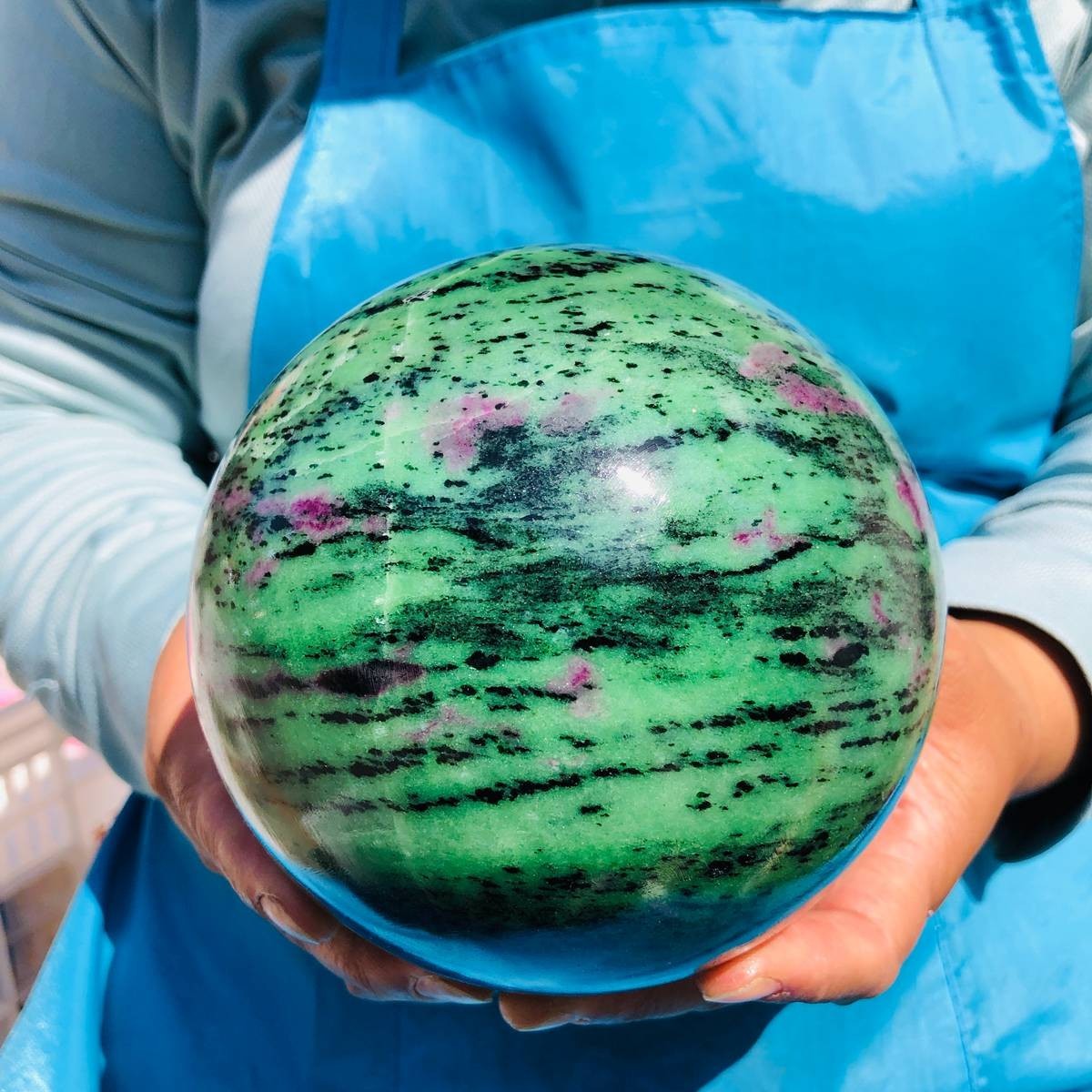 7.28LB Natural green Ruby zoisite (anylite) crystal ball sample Healing