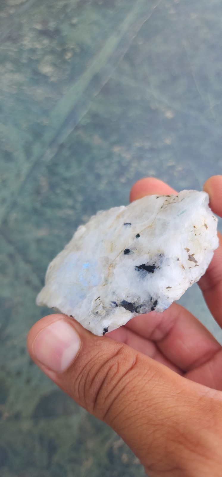 Natural AAA Full Flashy Indian Rainbow Moonstone Raw Specimen One Side Polish