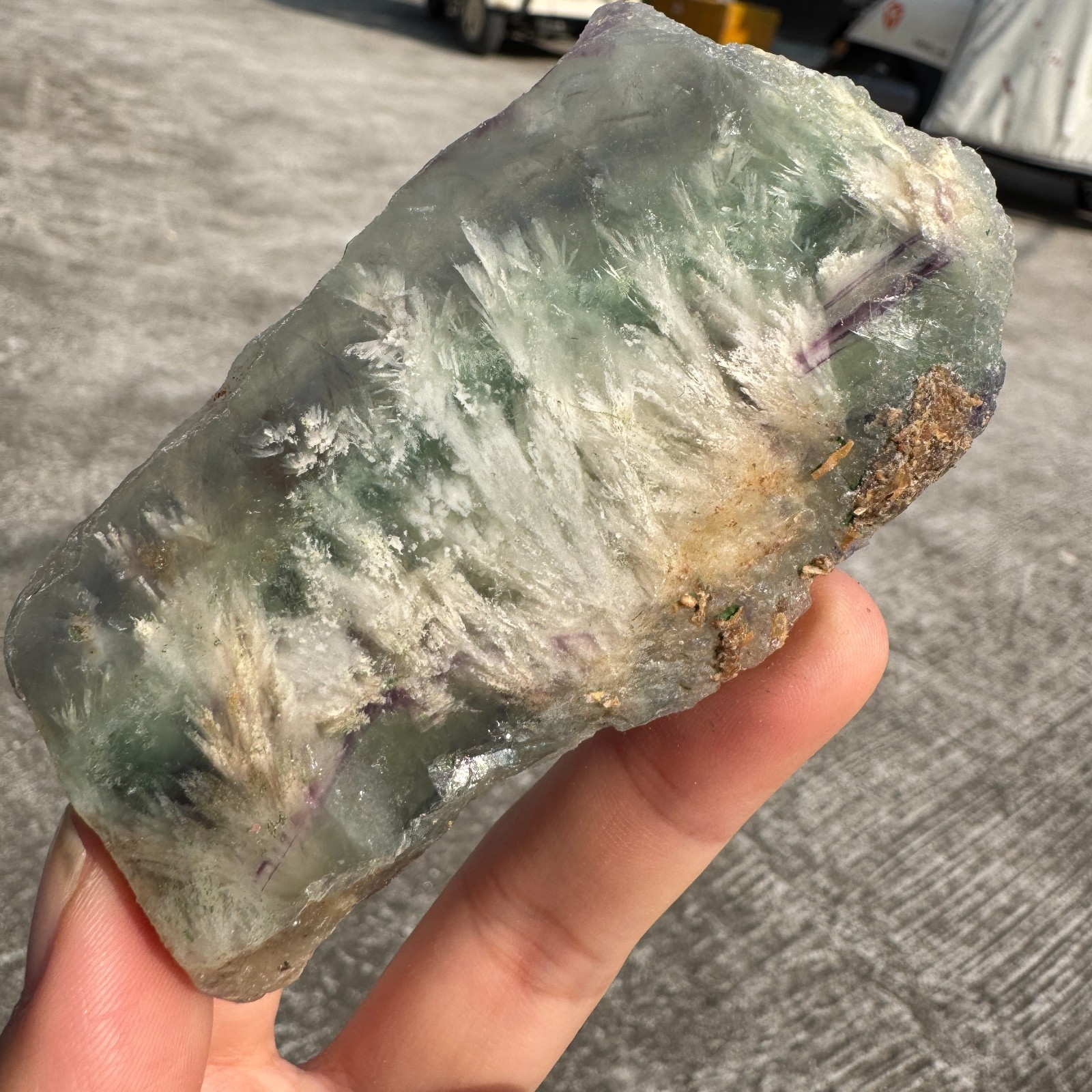 100G Natural feather fluorite crystal slice rough quartz crystal specimen healin