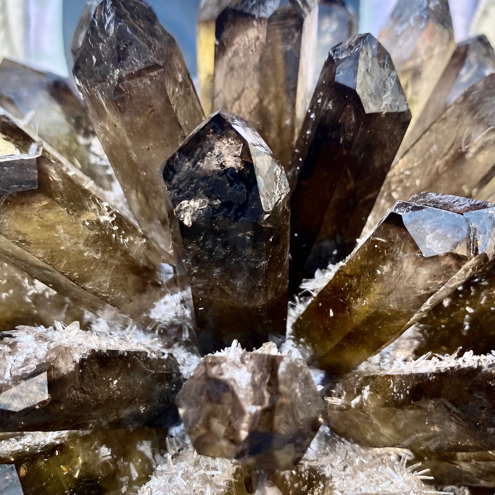 12G New Find black Phantom Quartz Crystal Cluster Mineral Specimen Healing