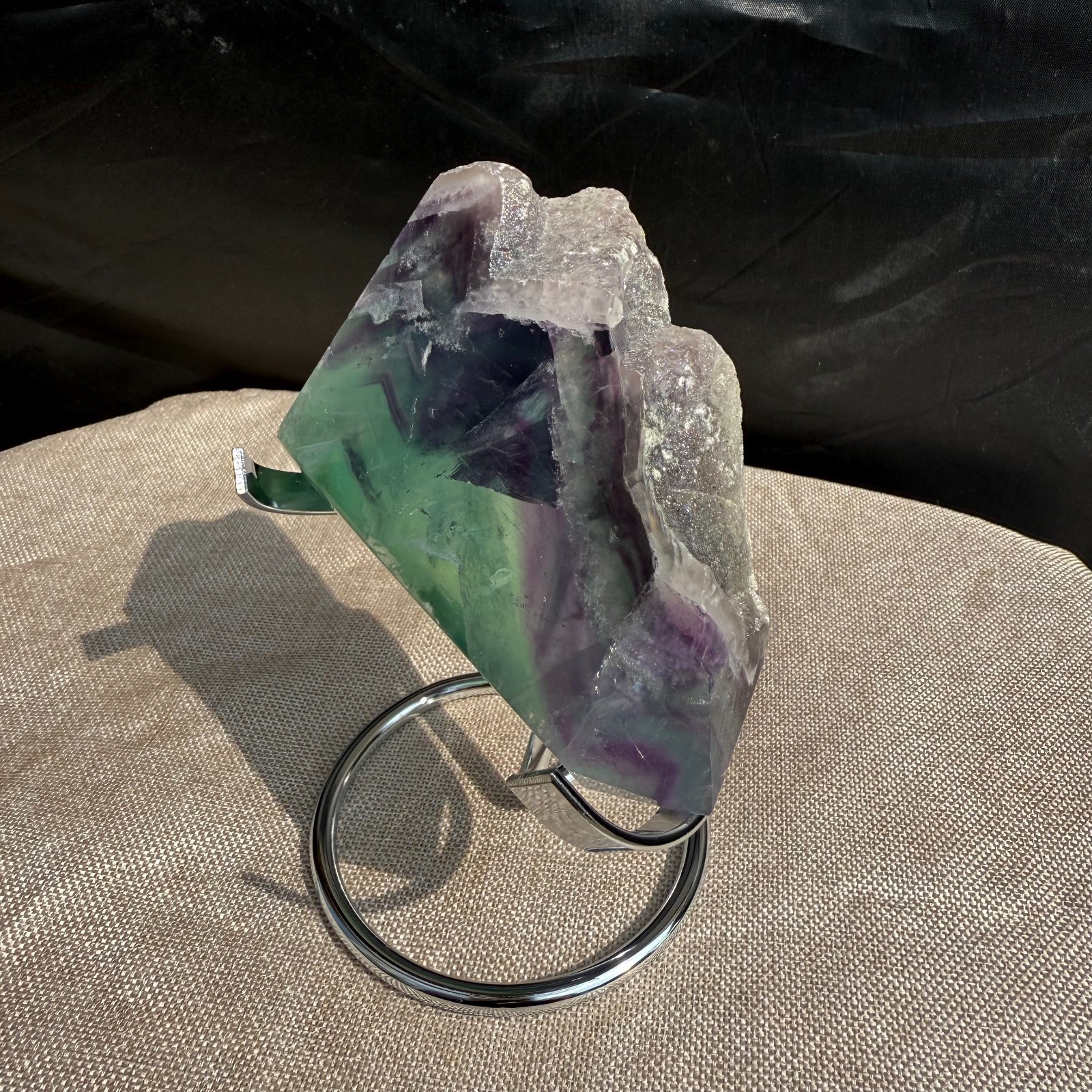 290g Natural Watermelon Fluorite Slice Mineral Crystal Healing