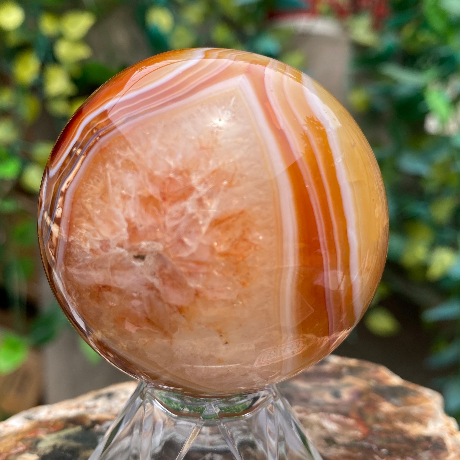 290g Natural red striped agate crystal ball mineral specimen Sphere