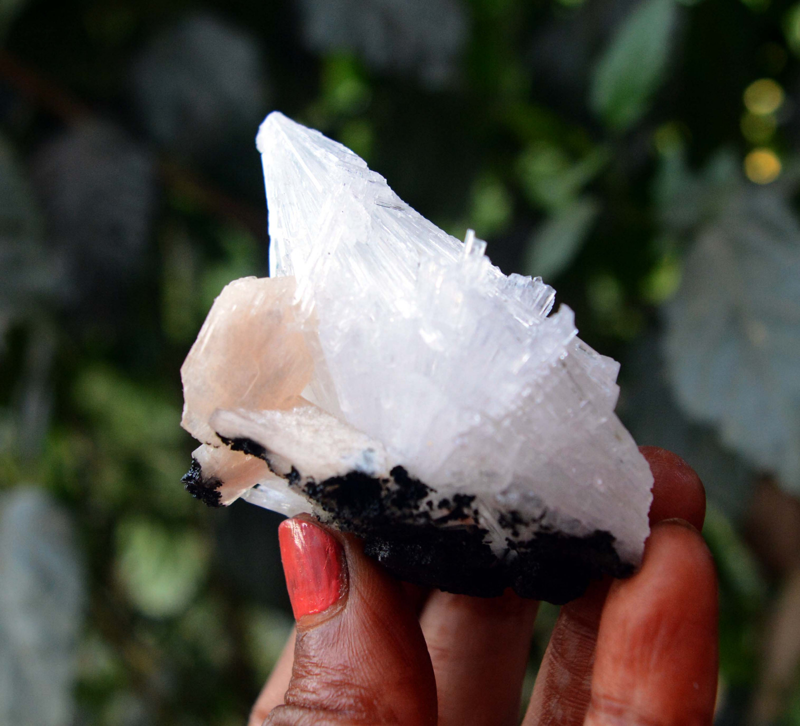 scolecite spray w/ stilbite minerals specimen j-7