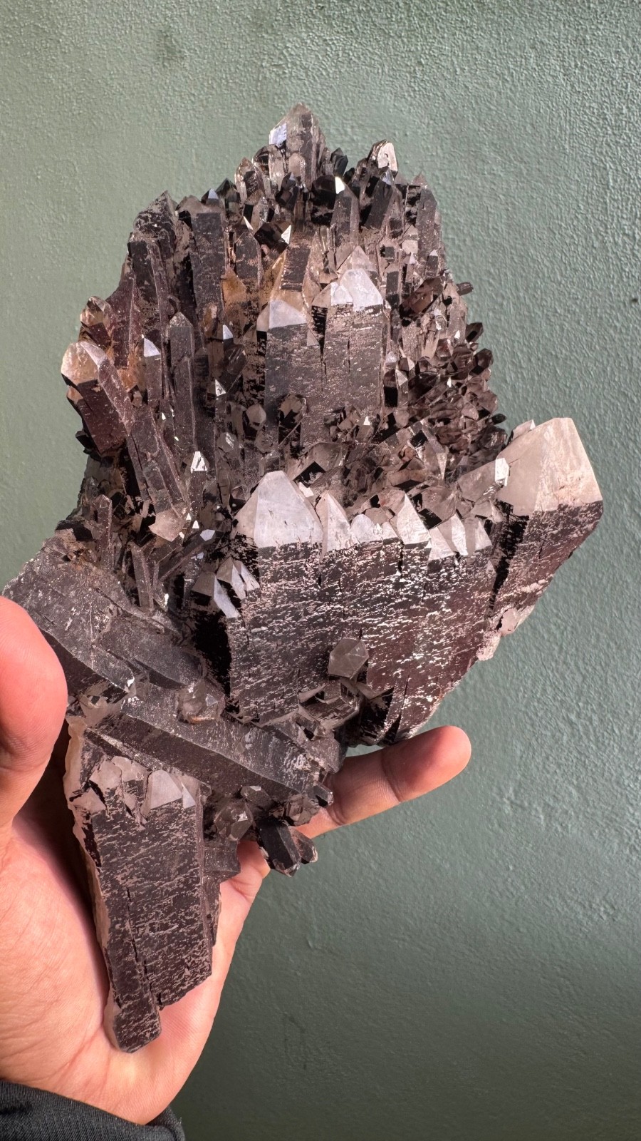 Rare Black Hematite Included Quartz Crystal Cluster -High Quality Natural