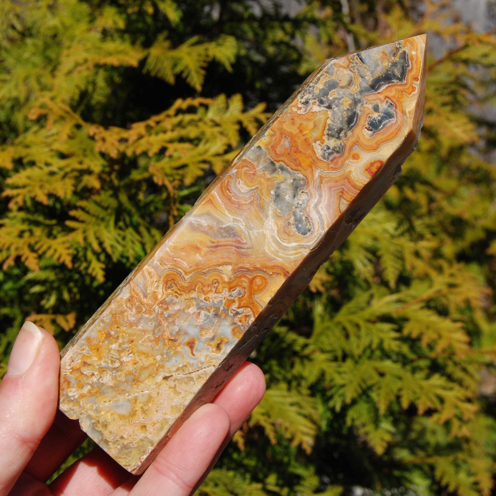 6in 1lb Crazy Lace Agate Crystal Tower, Mexico