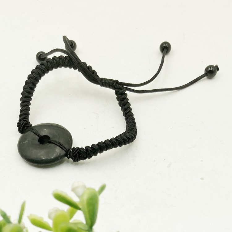 Shungite Black Healing Stone Donut Handmade Rope Fashion Bracelet