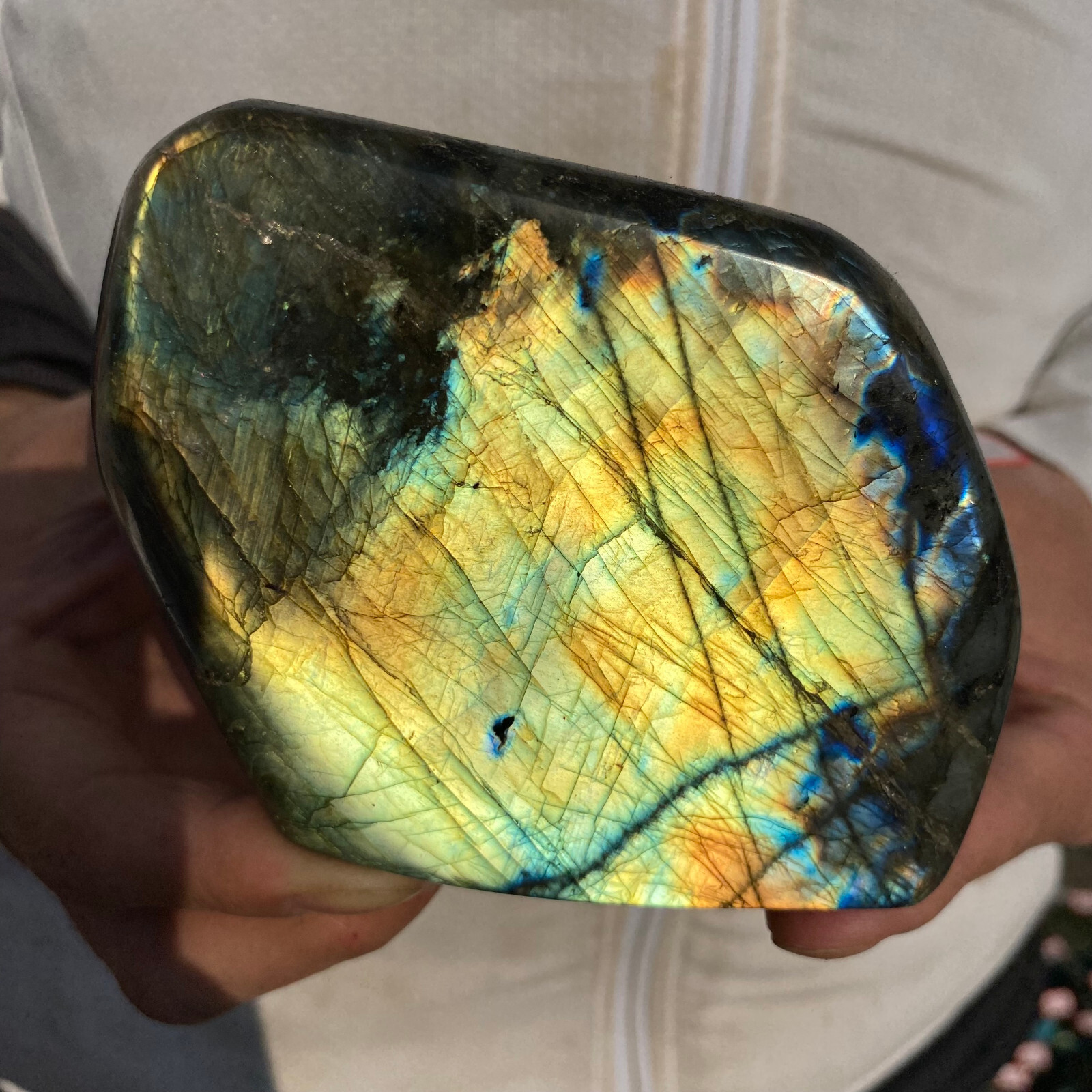 1.8lb Natural Gorgeous Labradorite Quartz Crystal Stone Specimen Healing