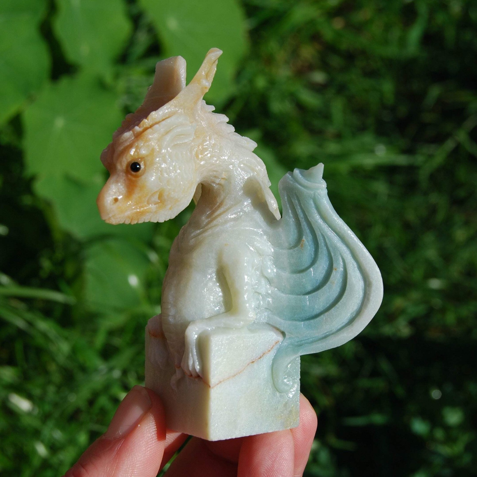 Chinese Amazonite Dragon Crystal Carving