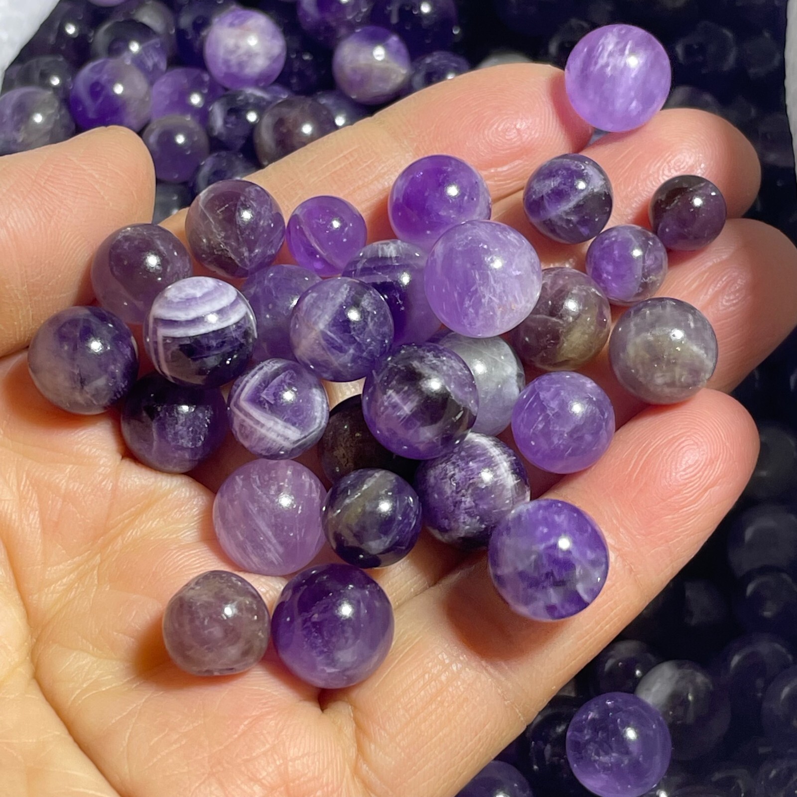 15pcs Dream Amethyst Stone balls sphere Mineral Specimen Healing Crystal 11-13mm
