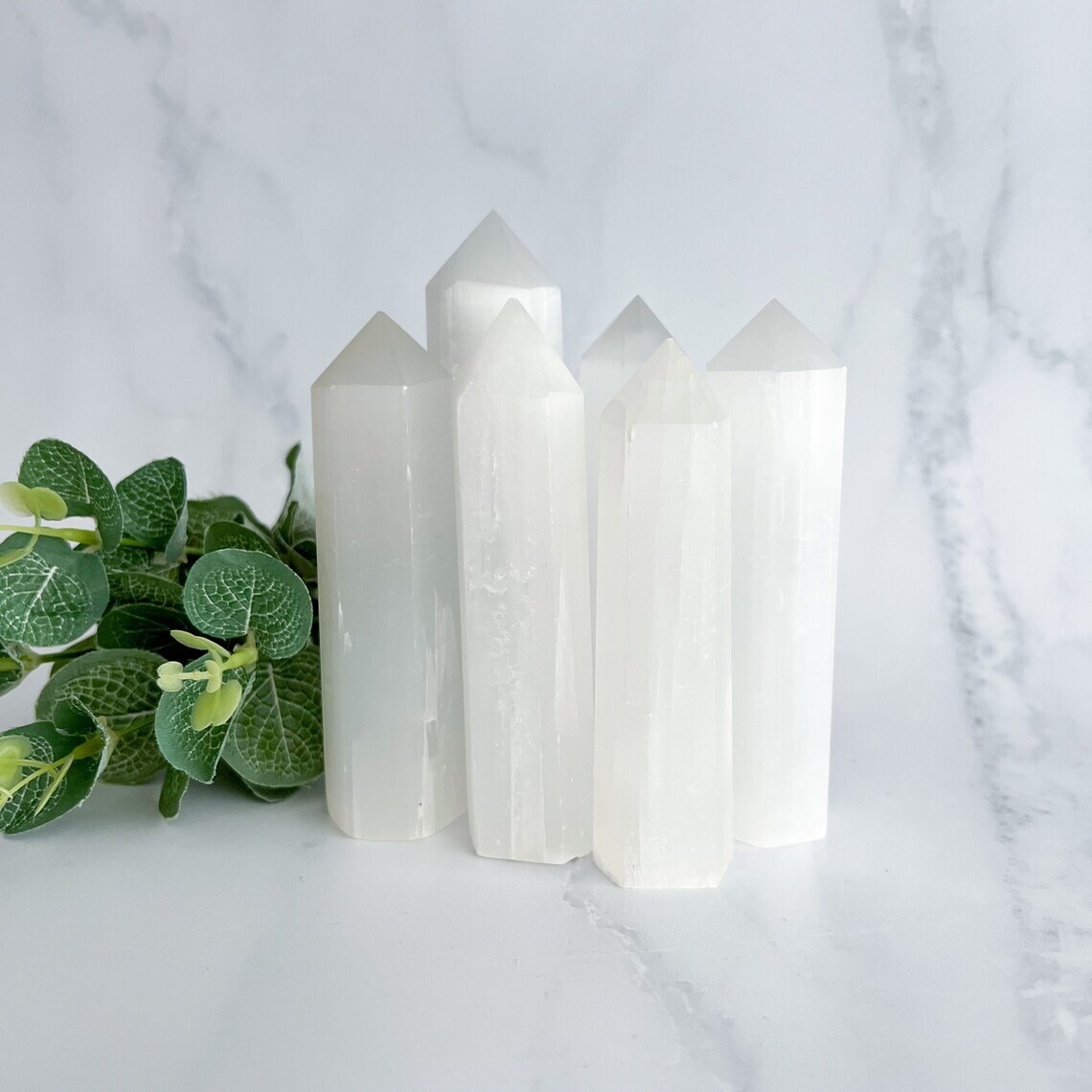 Natural Selenite Stone Tower Single Point Wand Obelisk Specimen Home Decoration