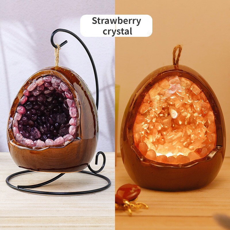 Natural Colorful Crystal Dinosaur Egg Nightlight Decoration Lamp USB Lighting