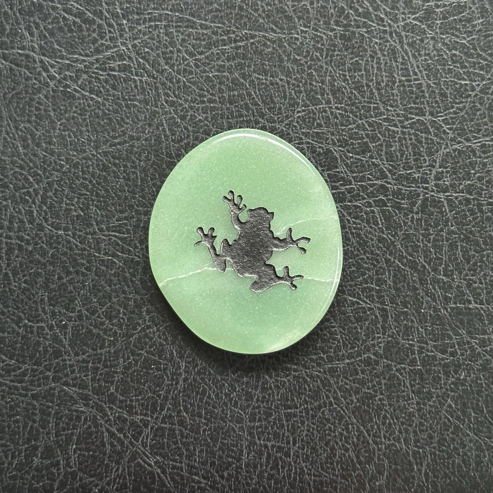 Worry Stone Frog Green Aventurine Jade Color Flat Rock Pebble Unique Gift