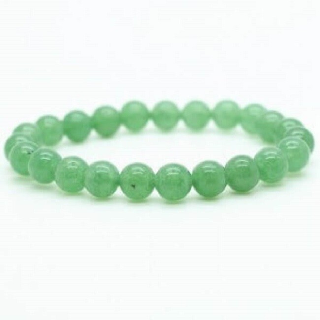 Green aventurine stone Smooth Round Sphere Gemstone Beads Elastic Cord Bracelet