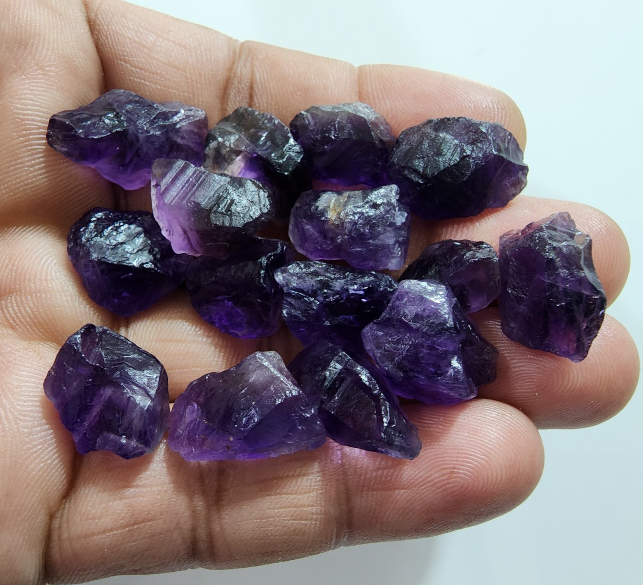 15 Pcs Awesome Purple Amethyst Rough Gemstone Chunks Size 17-21 MM Loose Rough