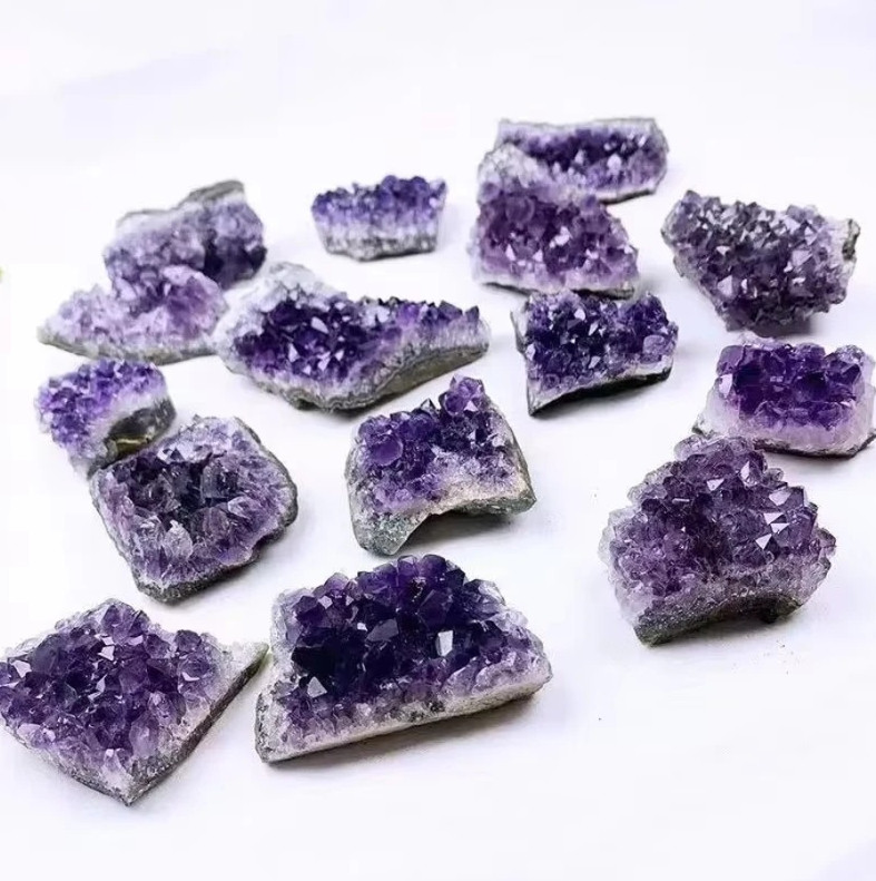 2pcs Purple Natural Amethyst Raw Crystal Healing Stone Decor Set – NEW
