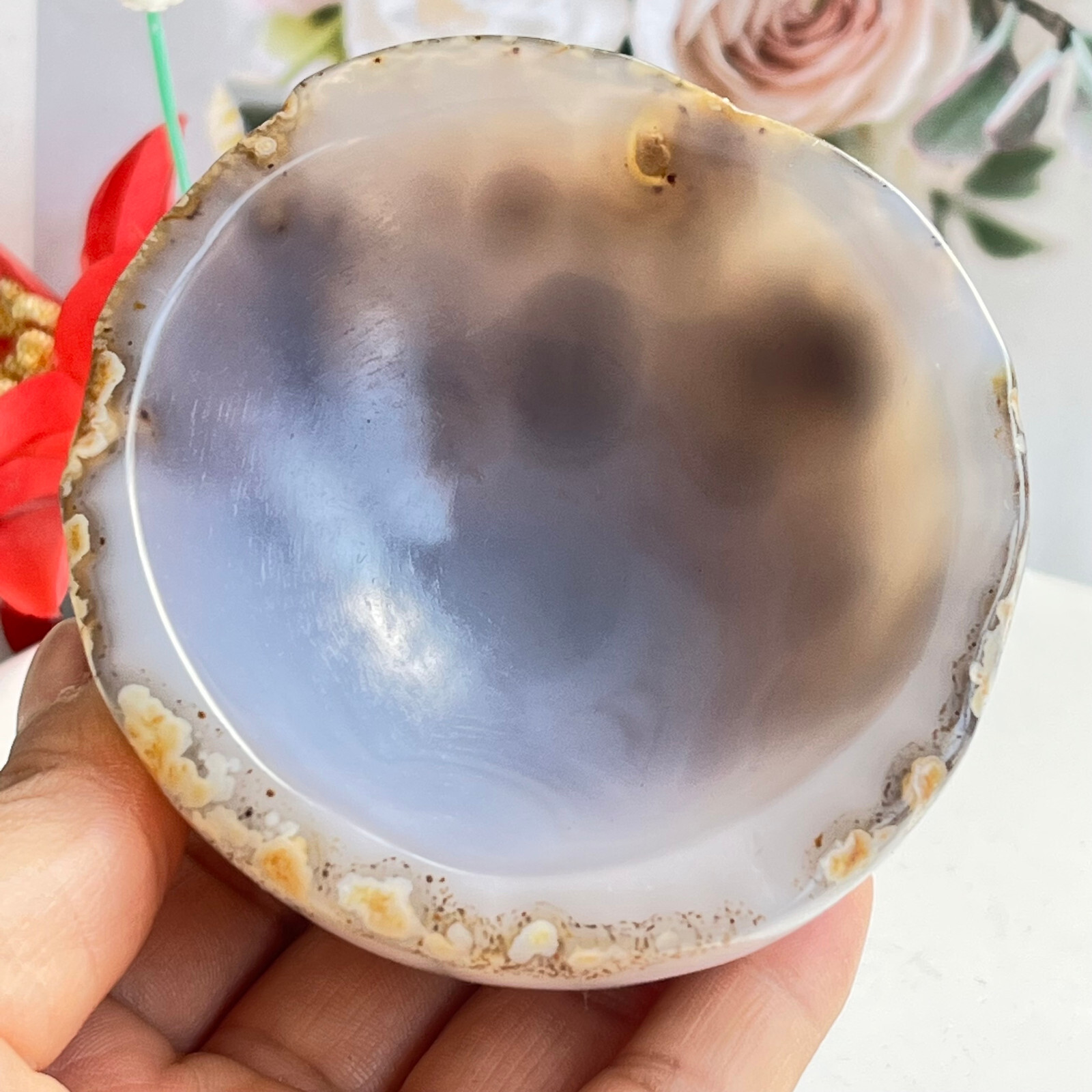 257g TOP Rare Natural Agate ashtray Polished Coin Dish Madagascar MD9