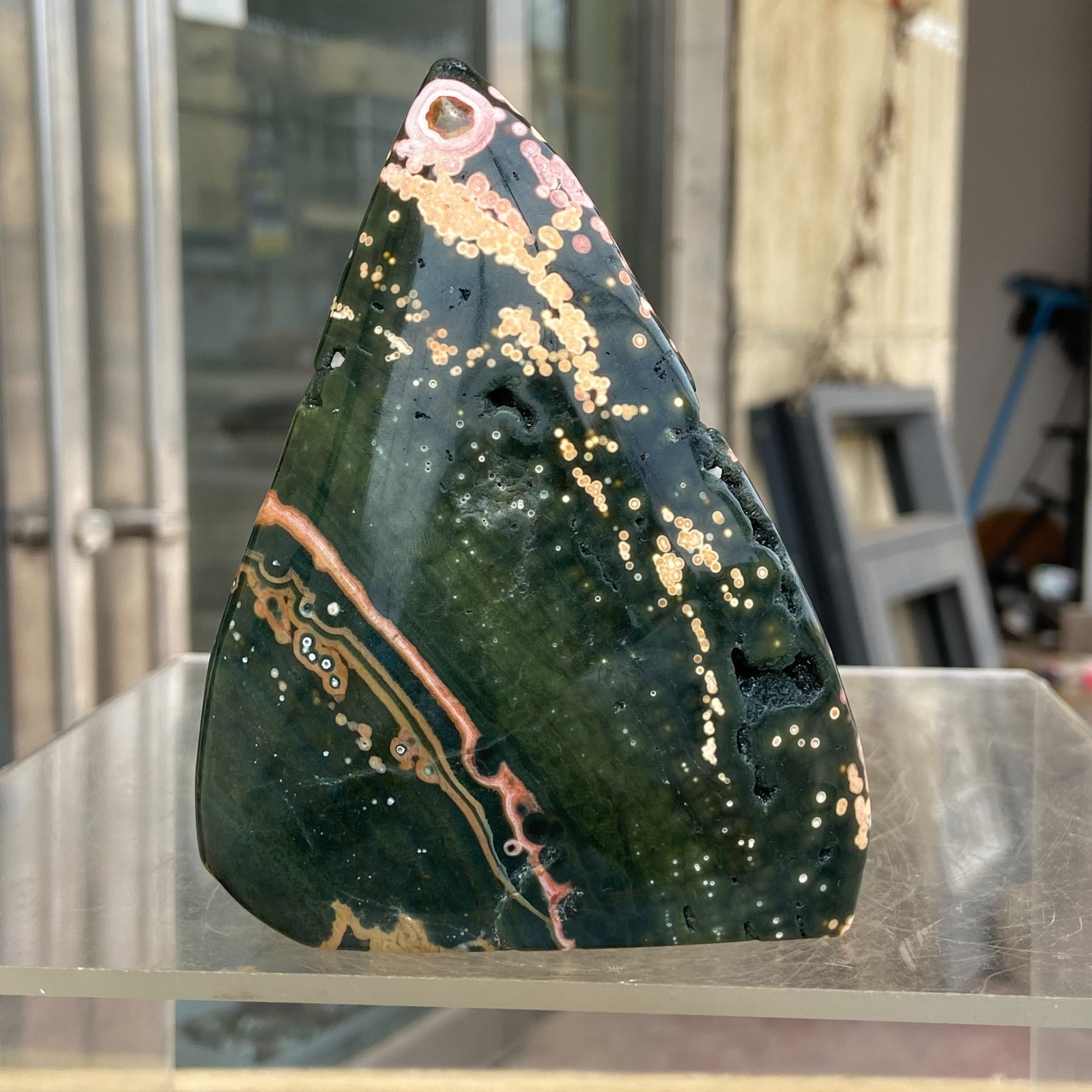 258g 8th Vein Natural Ocean Jasper Freeform & Druzy Crystal Mineral Specimen