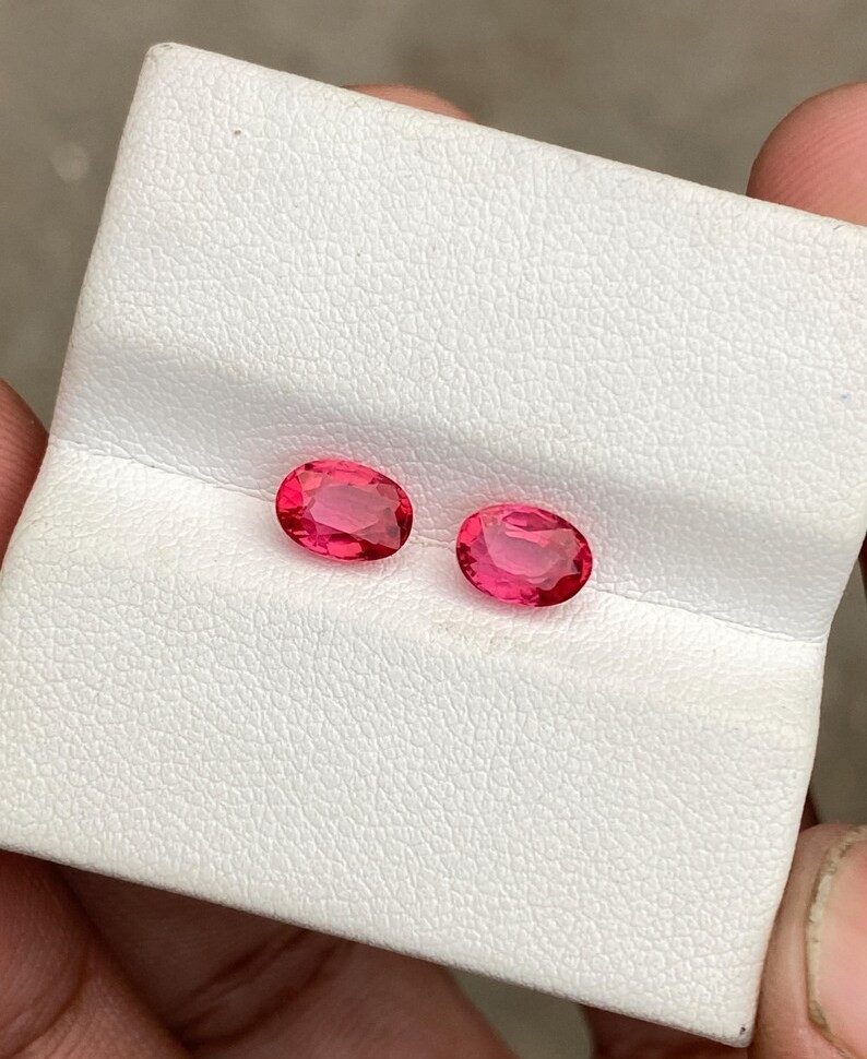 Earrings Set Lab Grown Orange Sapphire | 3 Carat Loose Hydrothermal Pair Stone