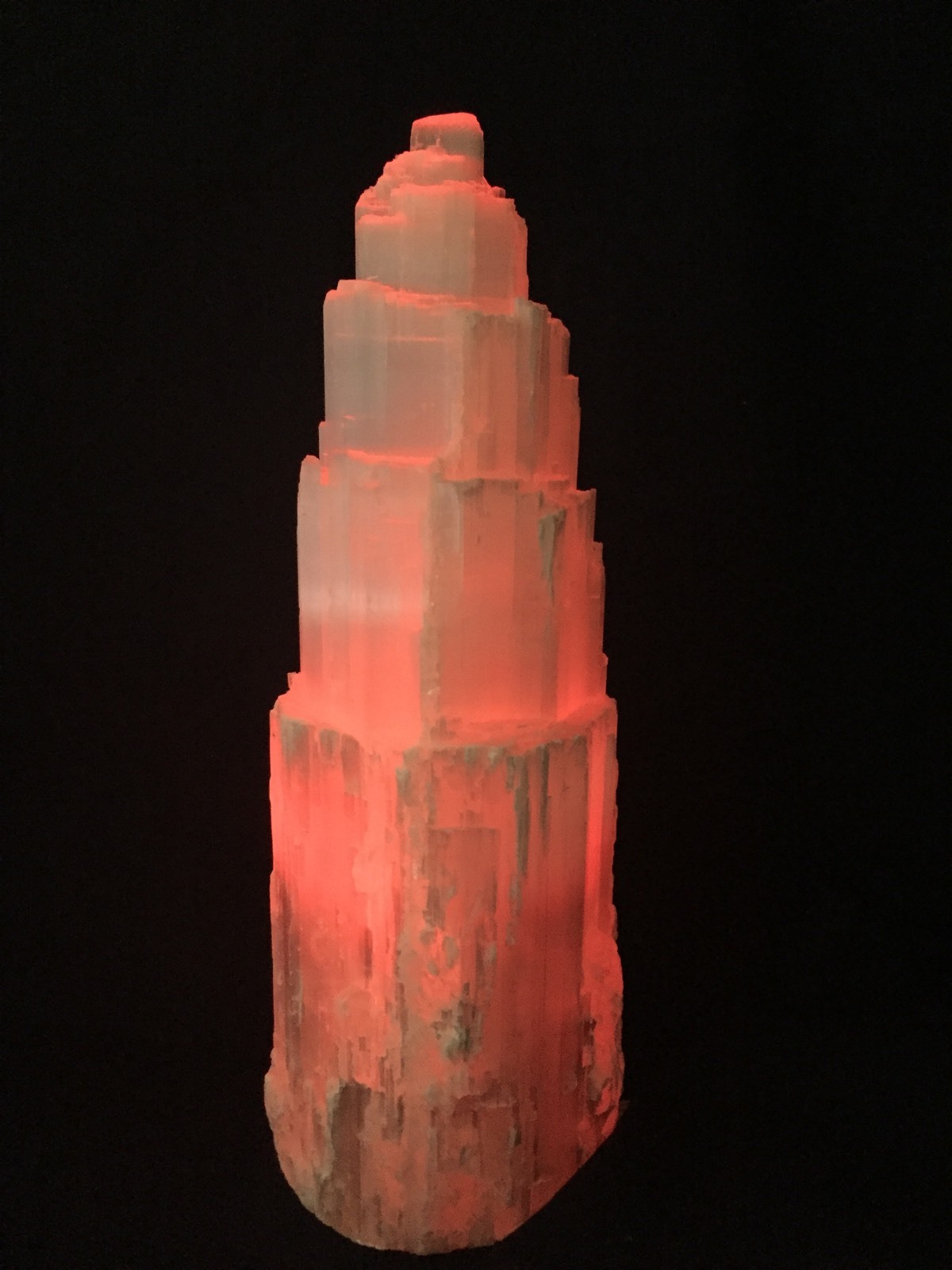 10″ Large Selenite Lamp Carve Crystal Lamp Multi Color Selenite Lamp Tower Lamp.