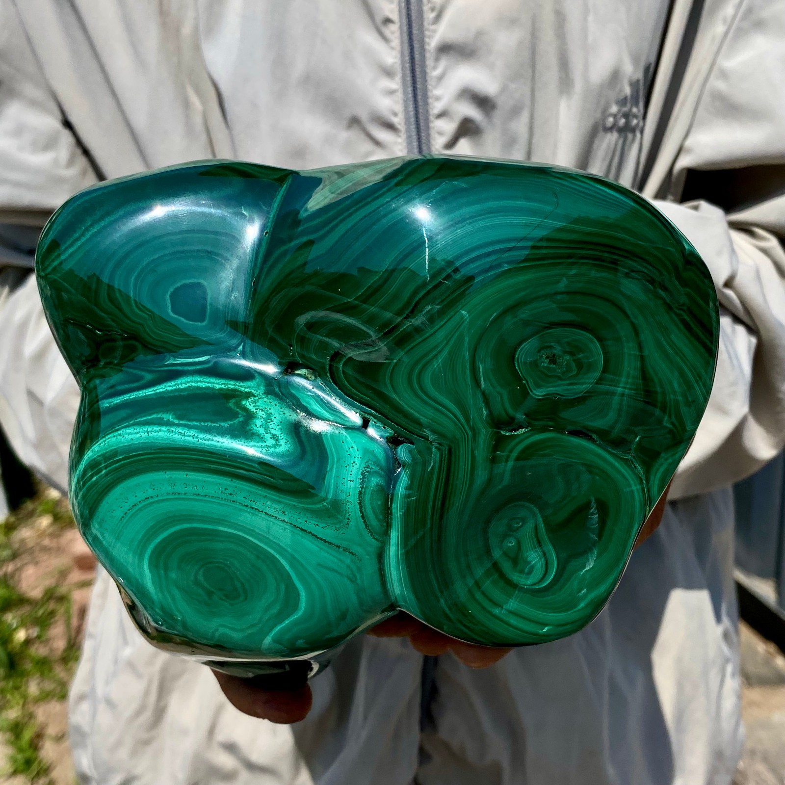 5.93LB Natural glossy Malachite transparent cluster rough mineral sample