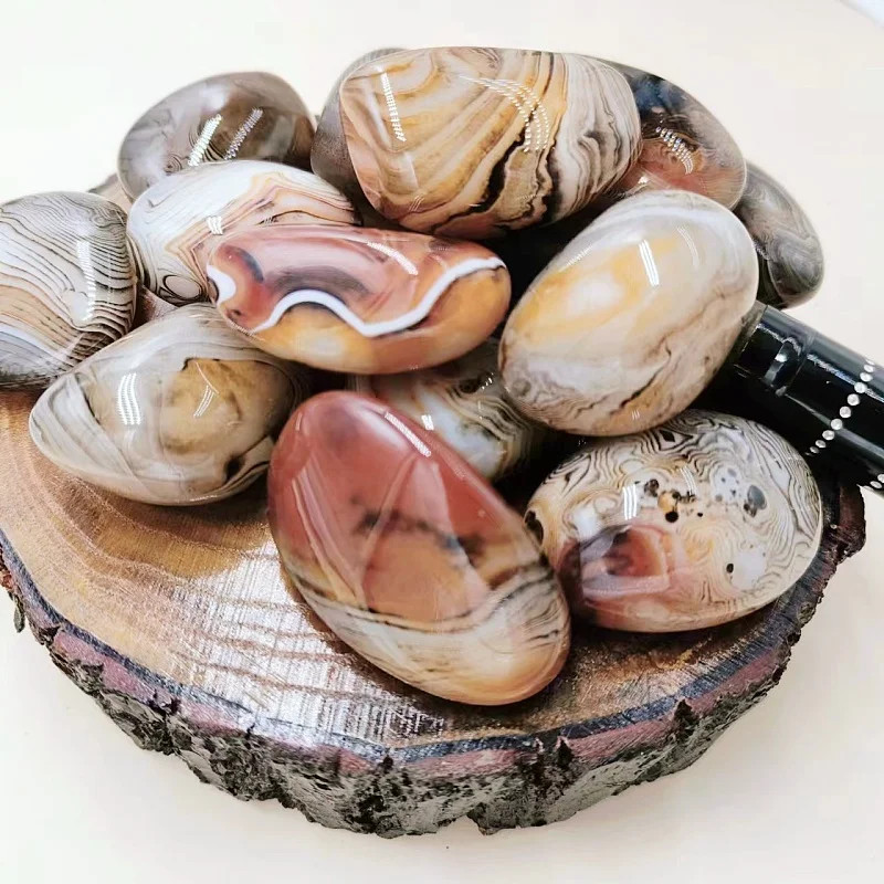 Big Silk Agate Raw Stone Handle Piece No Engraved Pebbles Raw Stone Grab Piece