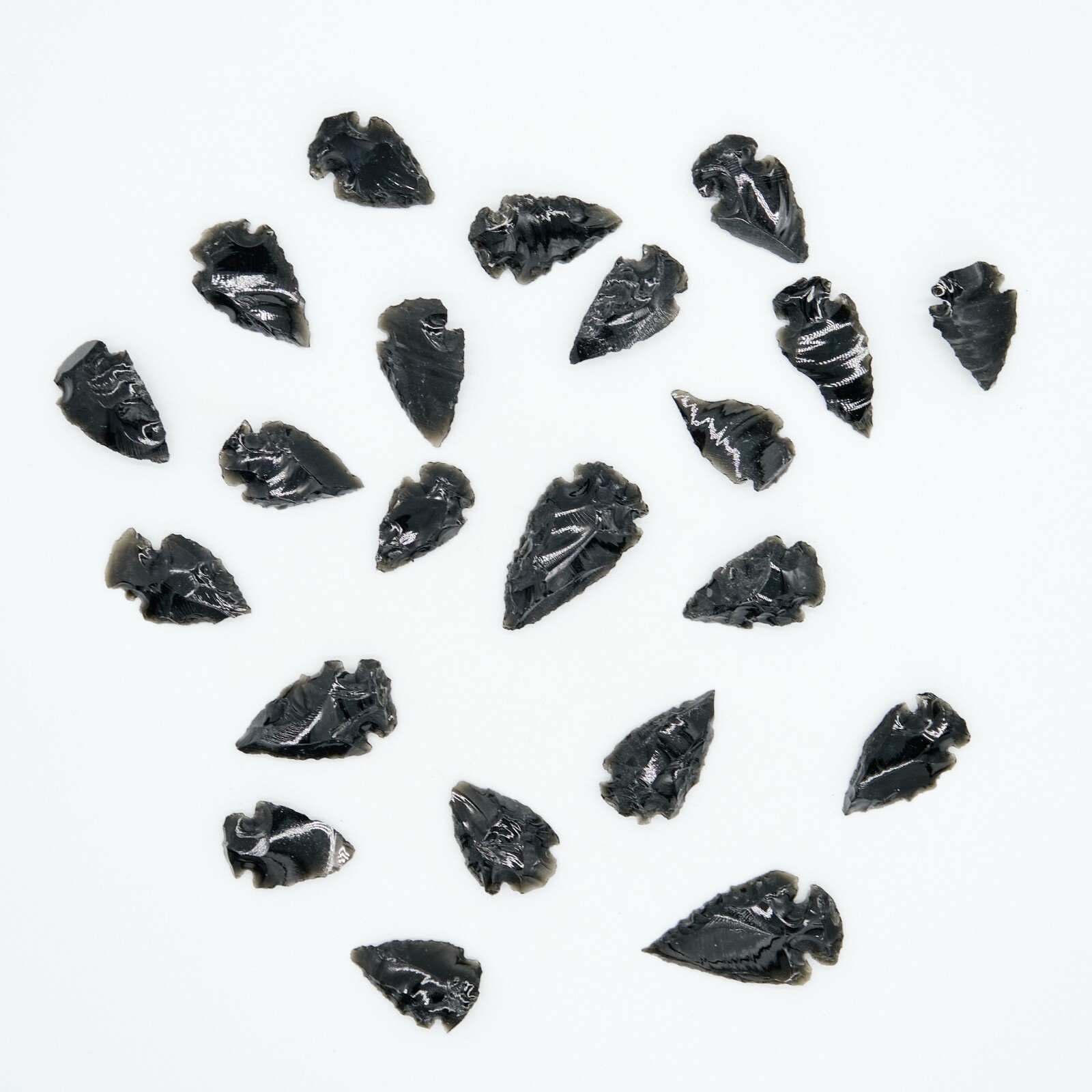 Black Obsidian Arrowhead Pendant Raw Point Carved Dragon Glass 3-5cm x 3 Pieces