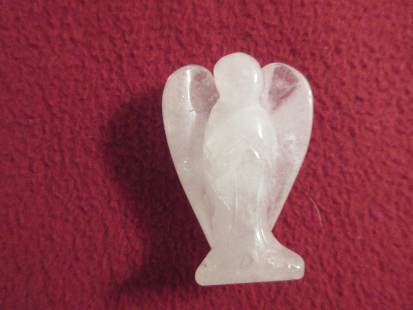CHARGED Angelite Crystal Hand-Carved Angel Peaceful Energy! + Selenite Charger