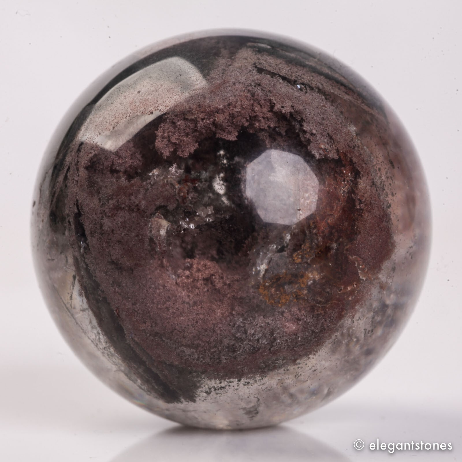58g34mm Natural Garden/Phantom/Ghost/Lodolite Quartz Crystal Sphere Healing Ball