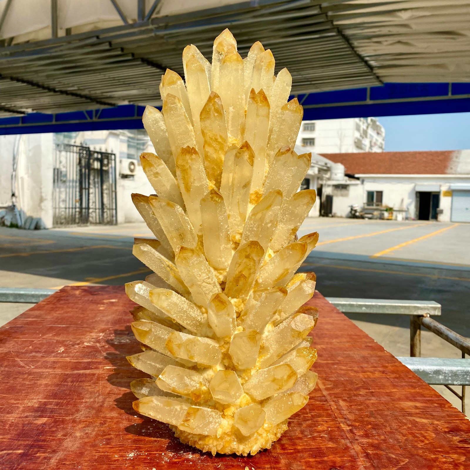 22.69LB New Find Yellow Phantom Crystal Quartz Cluster Mineral Specimen Healing