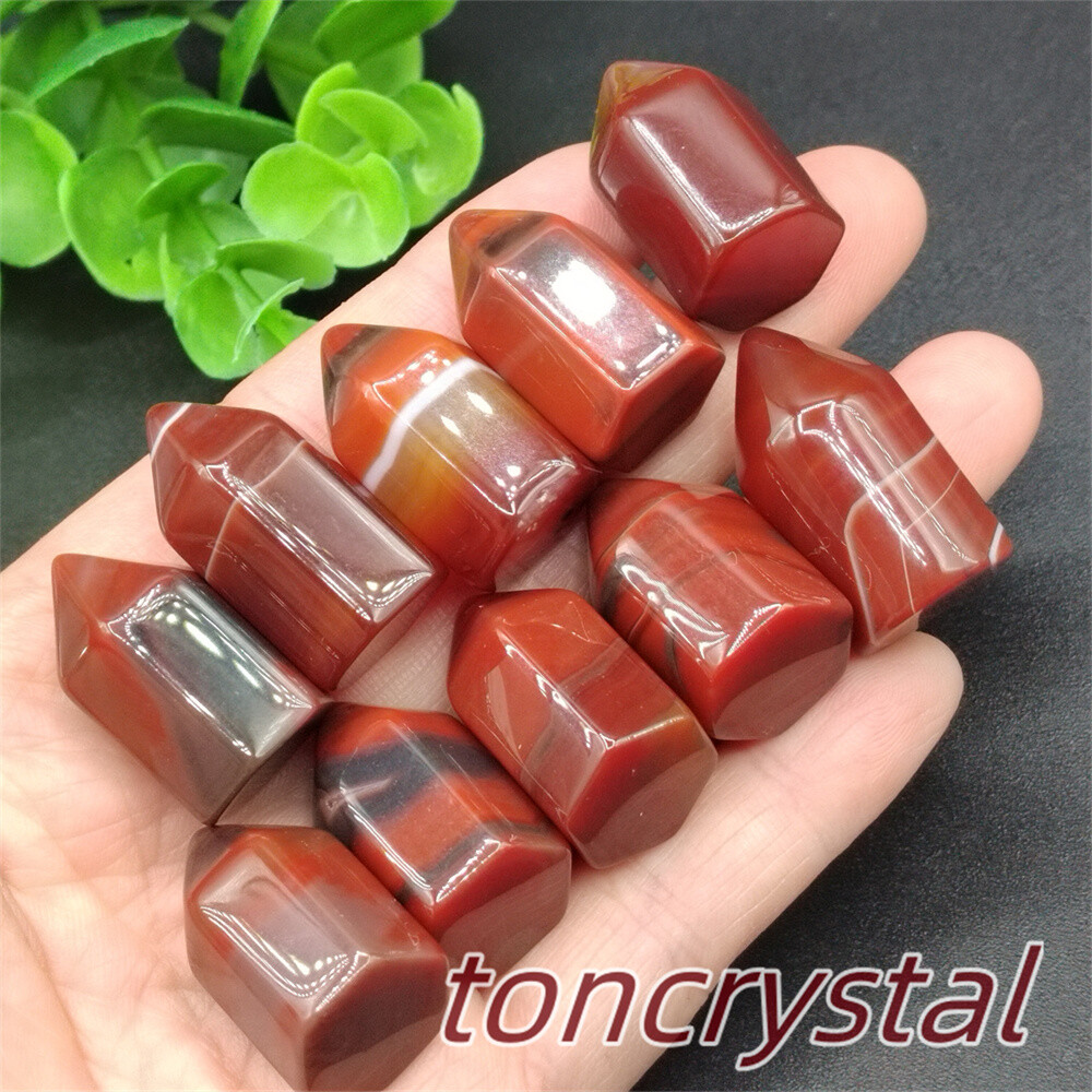 10pcs Top Natural Red Agate Mini Obelisk Quartz Wand Crystal Point Reiki Healing