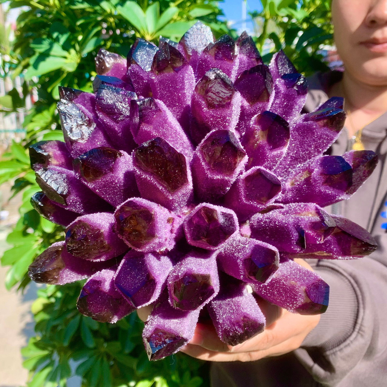 9.2LB Raw Dark Purple Phantom Amethyst Cluster Crystal Geode Specimens Ornament
