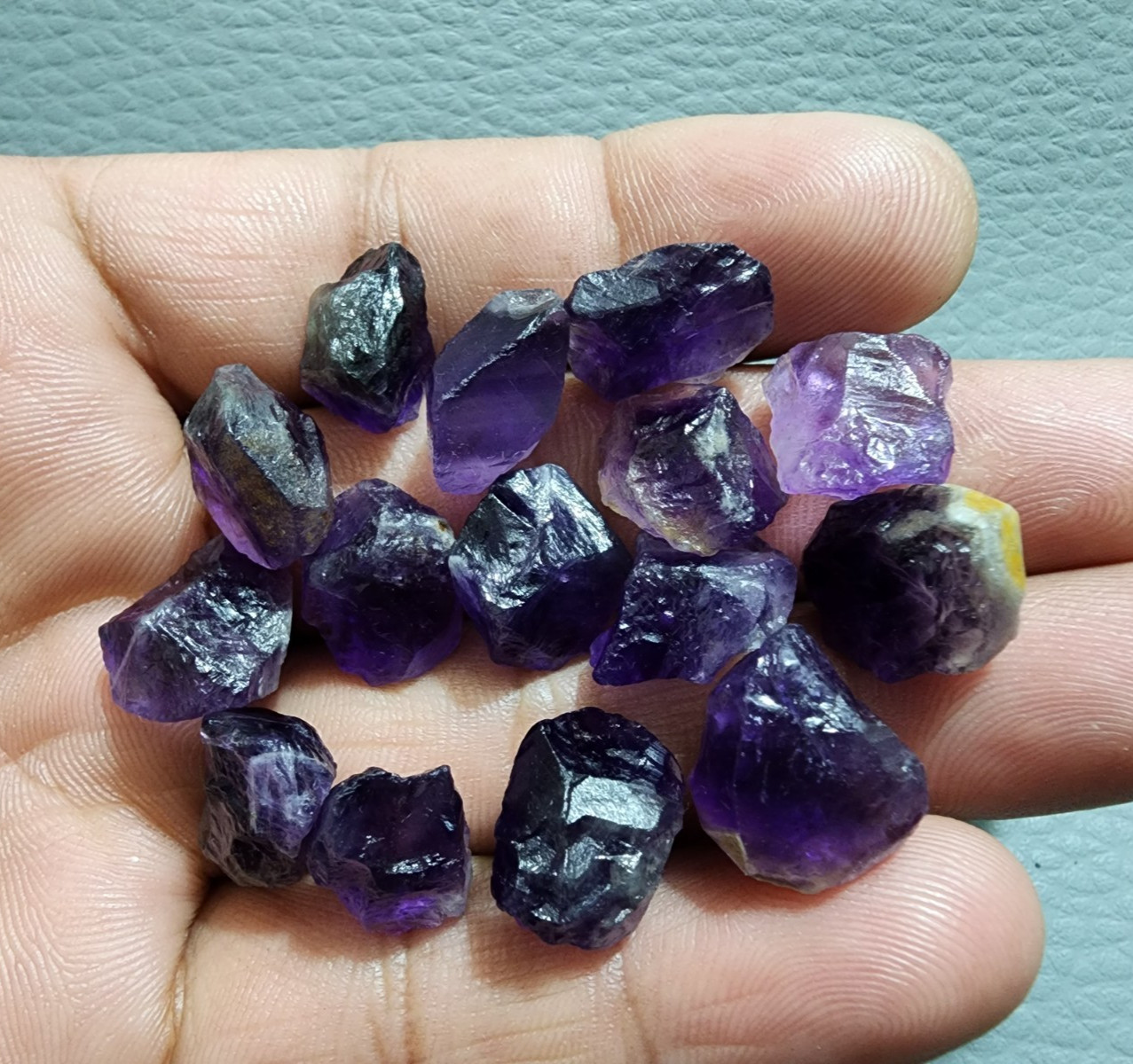 15 Pcs Attractive Purple Amethyst Rough Gemstone Raw Size 13-15 MM Crystal Stone