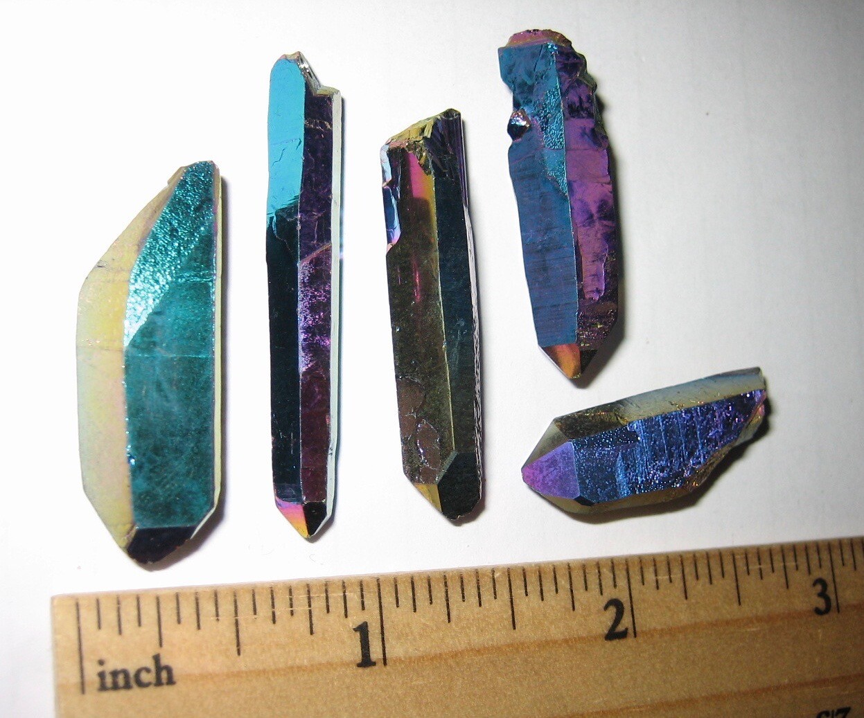 5 SMALL A+ 1″-1.6″ TITANIUM QUARTZ (TREATED IN USA) CRYSTAL POINTS ~ 18.2g *4