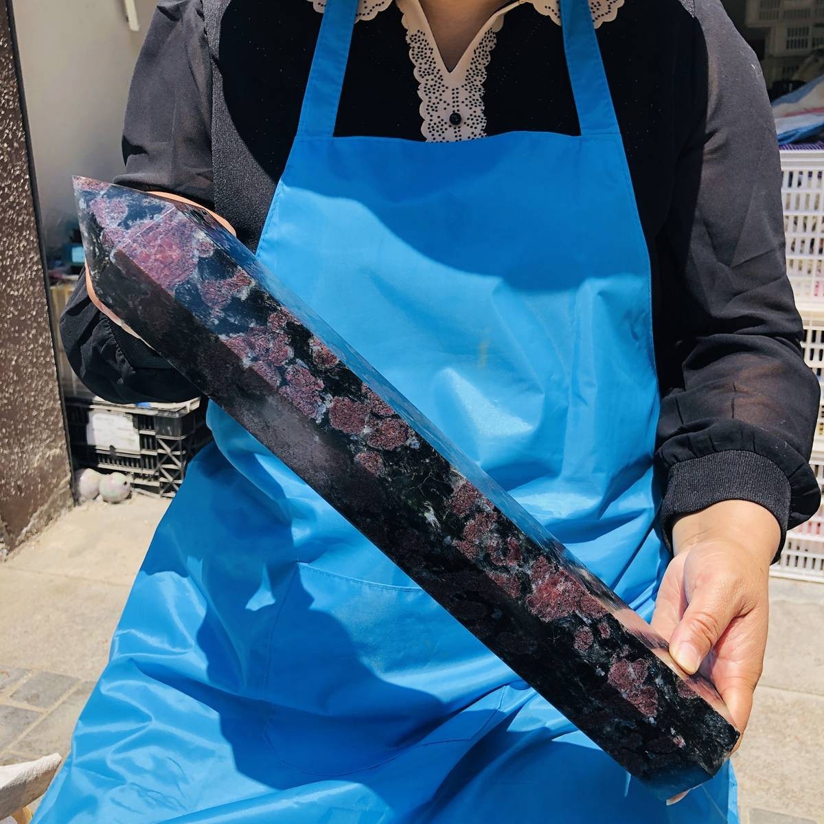 8LB Natural garnet crystal obelisk quartz crystal energy column Reiki healing