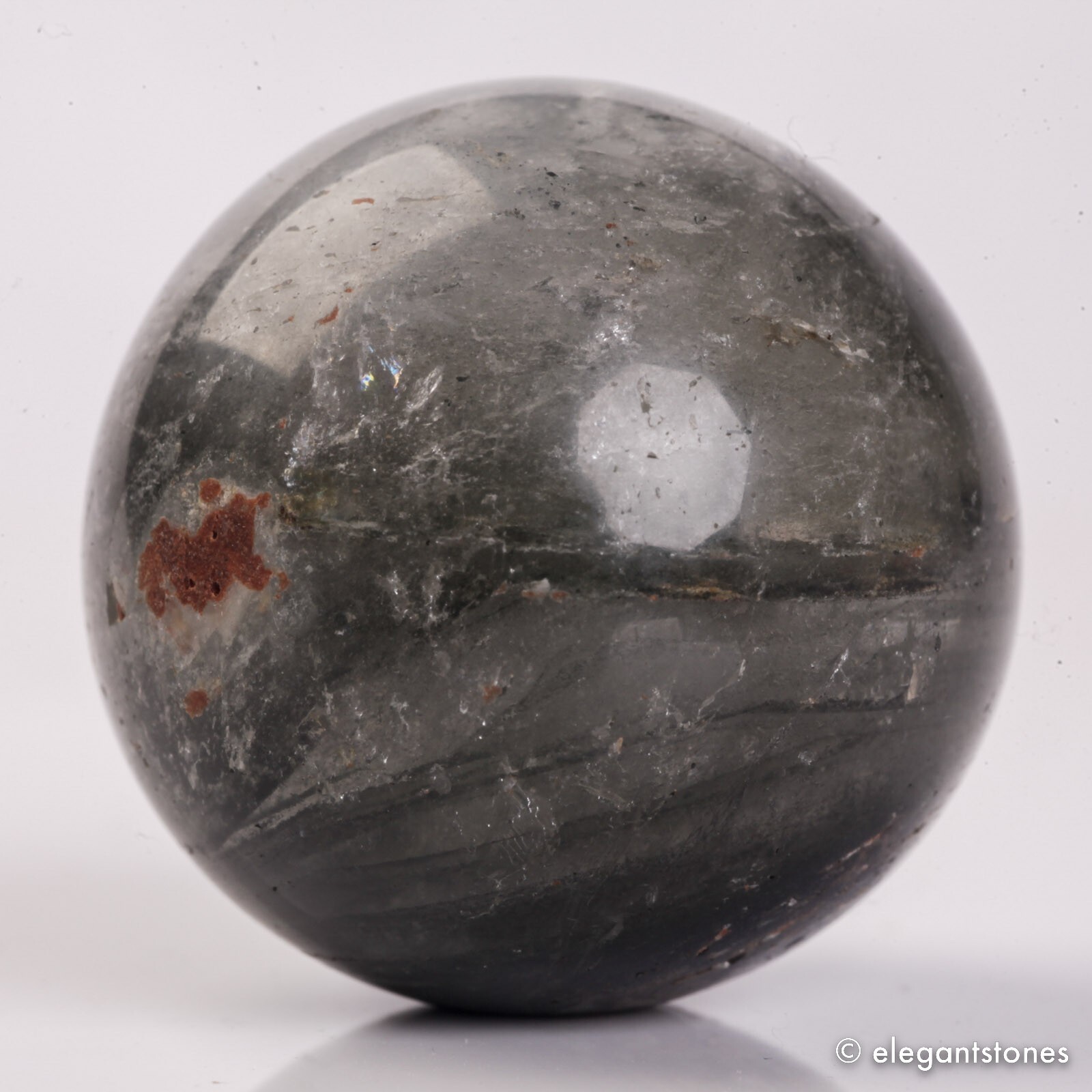 56g34mm Natural Garden/Phantom/Ghost/Lodolite Quartz Crystal Sphere Healing Ball