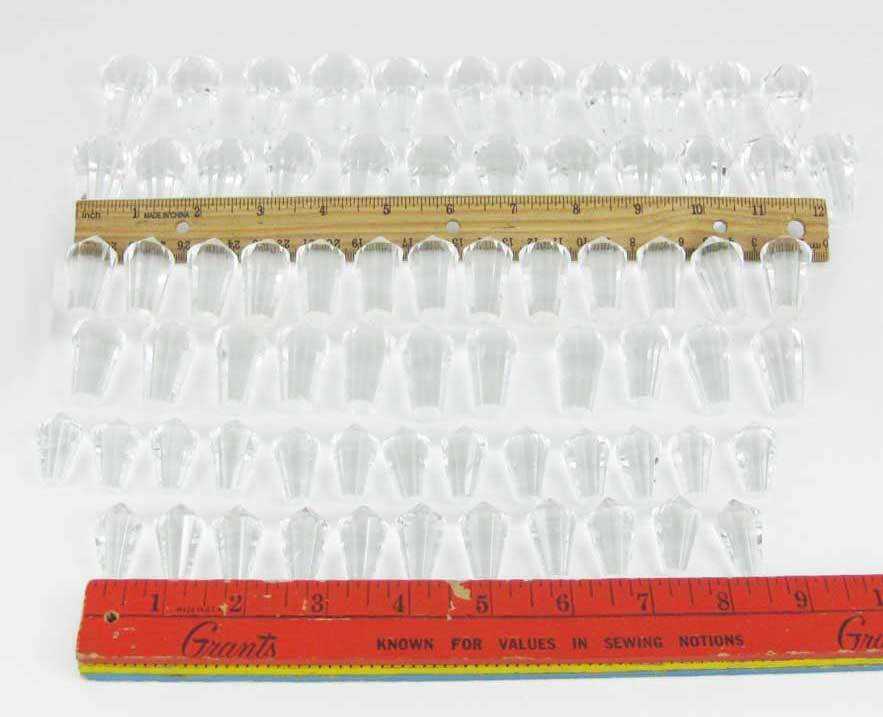 Faceted Icicle Drop Prism Crystals Mixed Lot/Sizes (71 pc) Flat Top No Holes