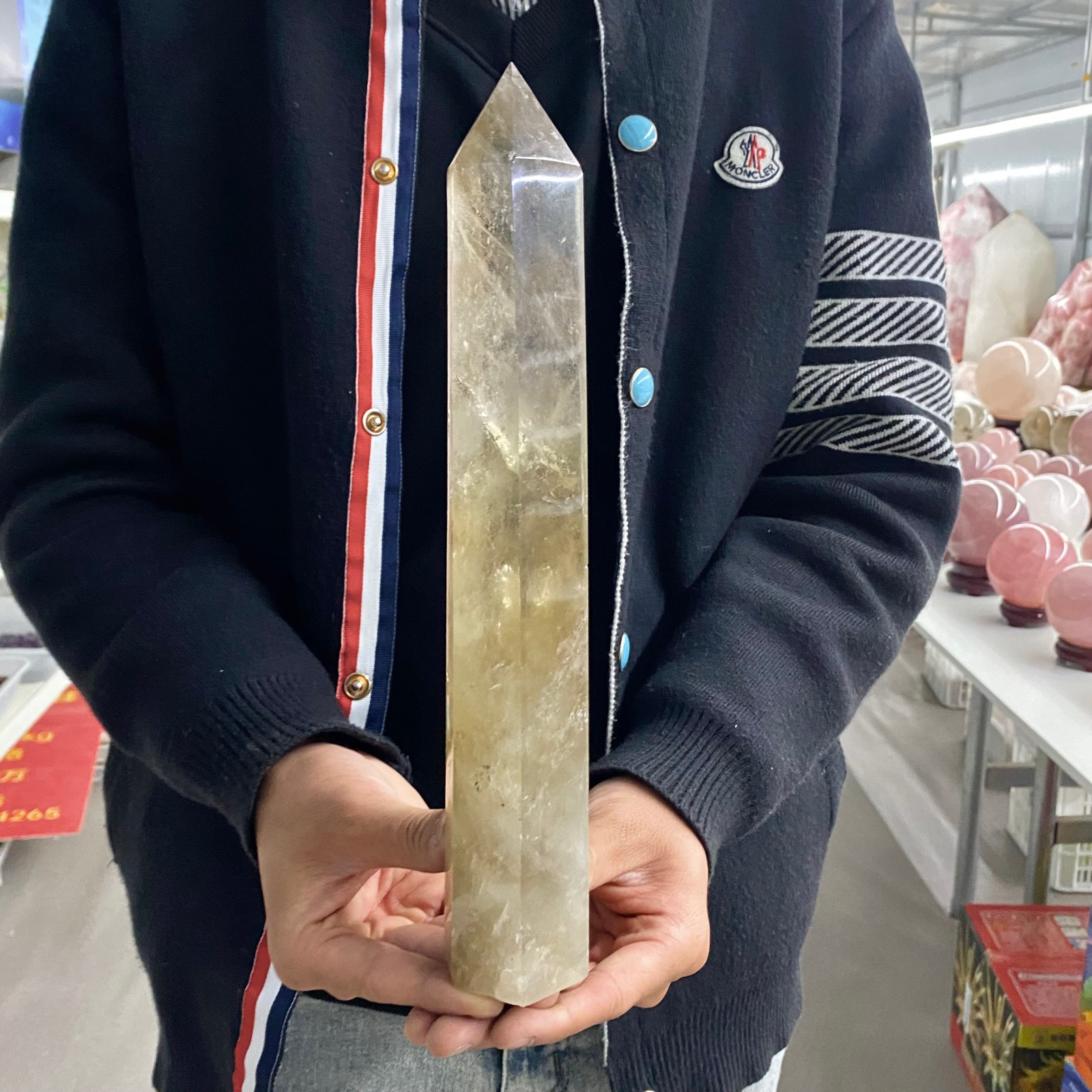2.03LB Natural Clear Quartz Crystal Point Healing Wand Polished Rock Crystal Rei