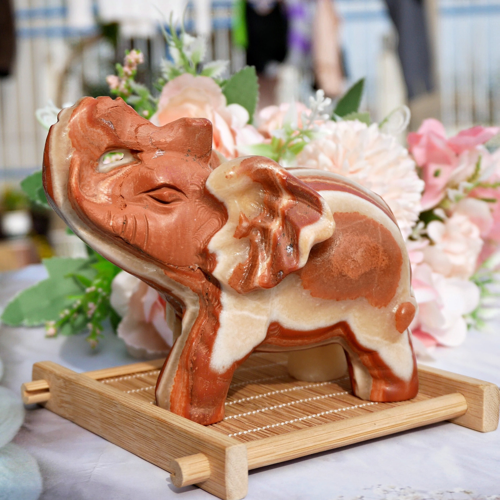 5″ Afghan Jade Elephant Statue Natural Stone Carving Luck Prosperity Feng Shui