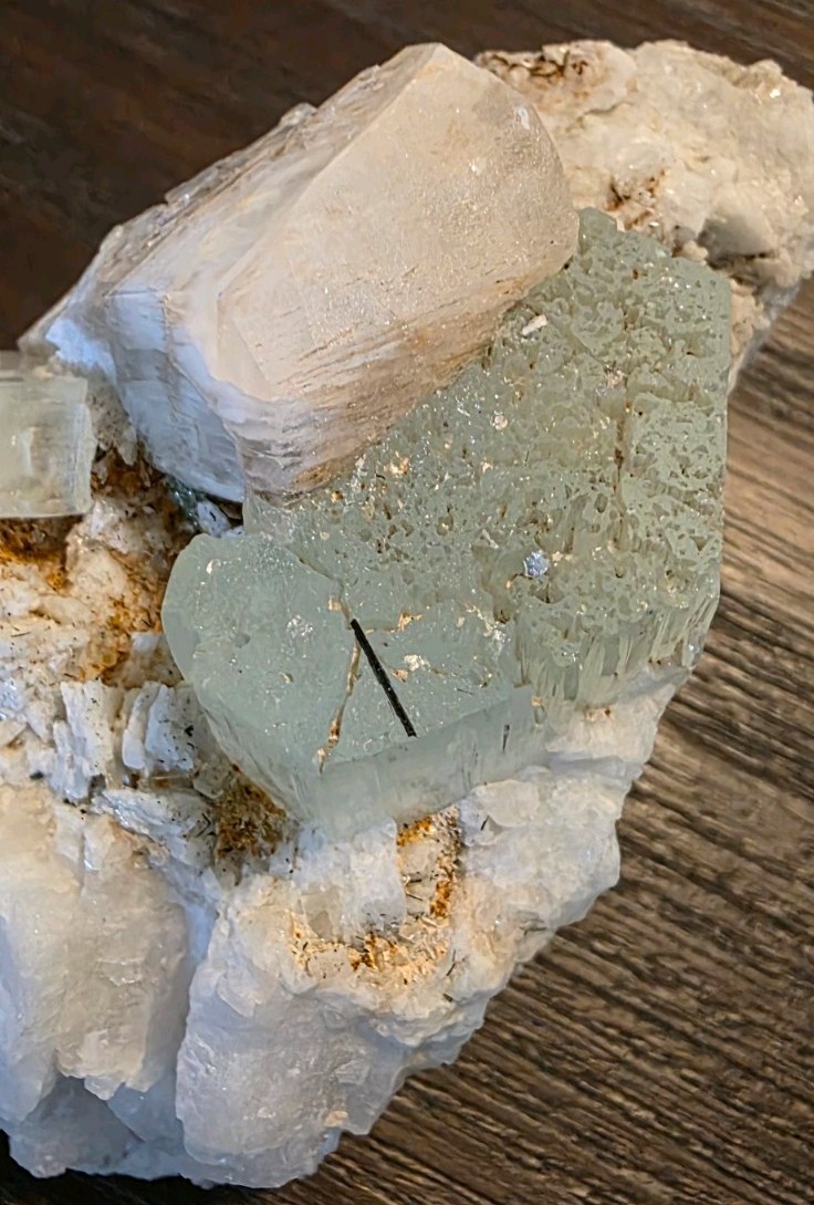 Aquamarine with Morganite Zoning, Feldspar, Muscovite