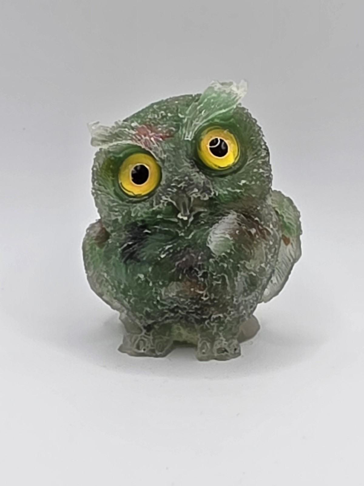 2.5″ Owl Crystal Orgonite Carving Green Mixed Chips In Resin Figurine
