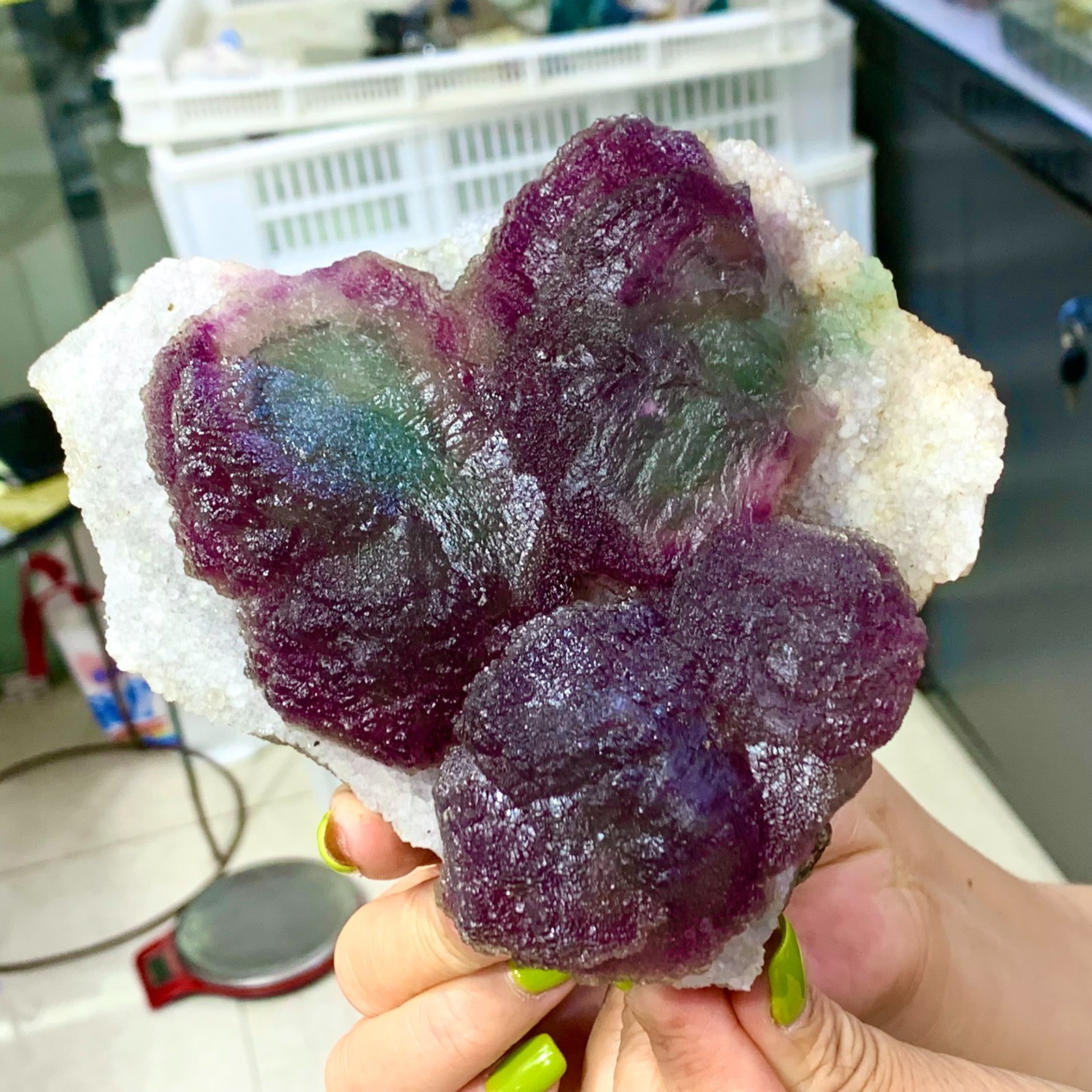 105G Rare transparent purple cubic fluorite mineral crystal sample/China