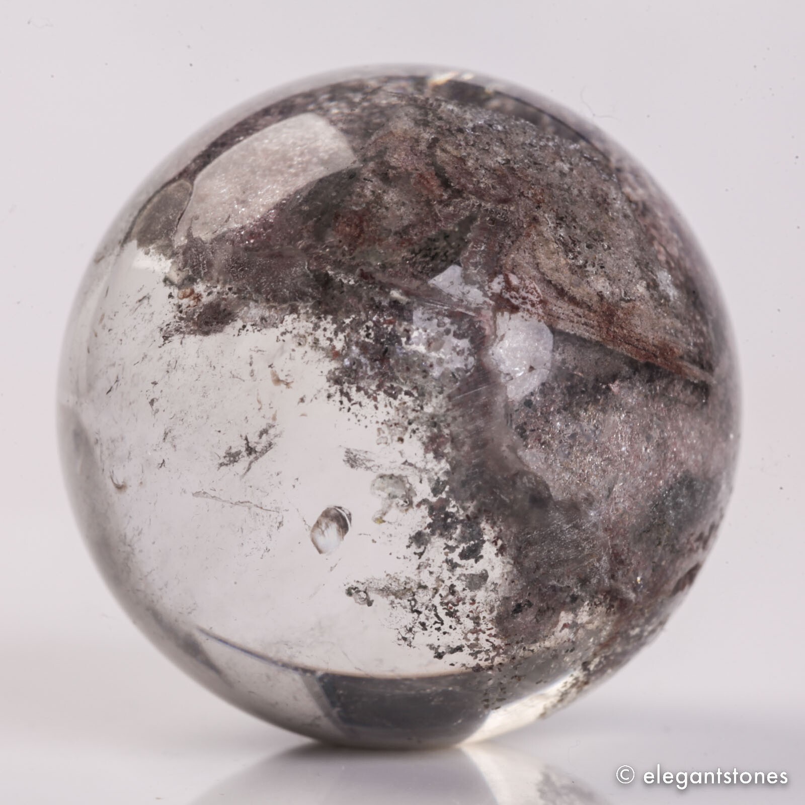 54g34mm Natural Garden/Phantom/Ghost/Lodolite Quartz Crystal Sphere Healing Ball