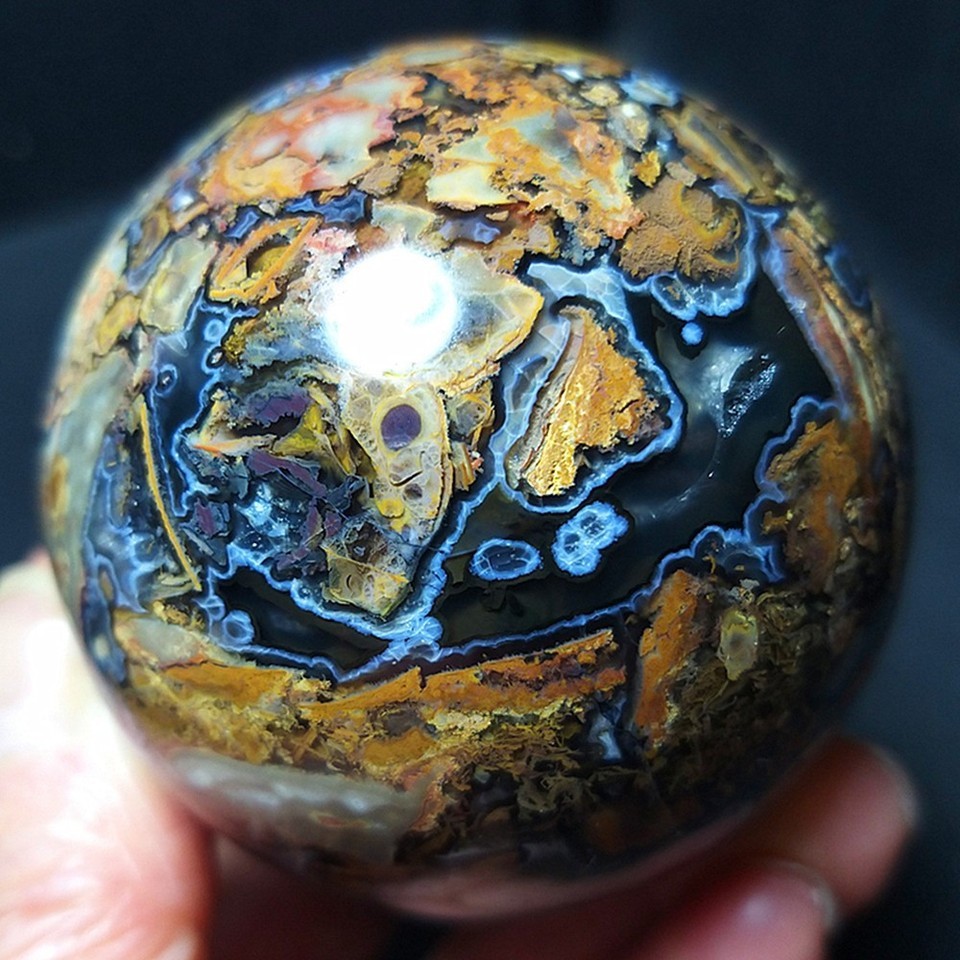 RARE 238.3g Natural Polished Colorful Agate Stone Ball Healing Madagascar AB1600