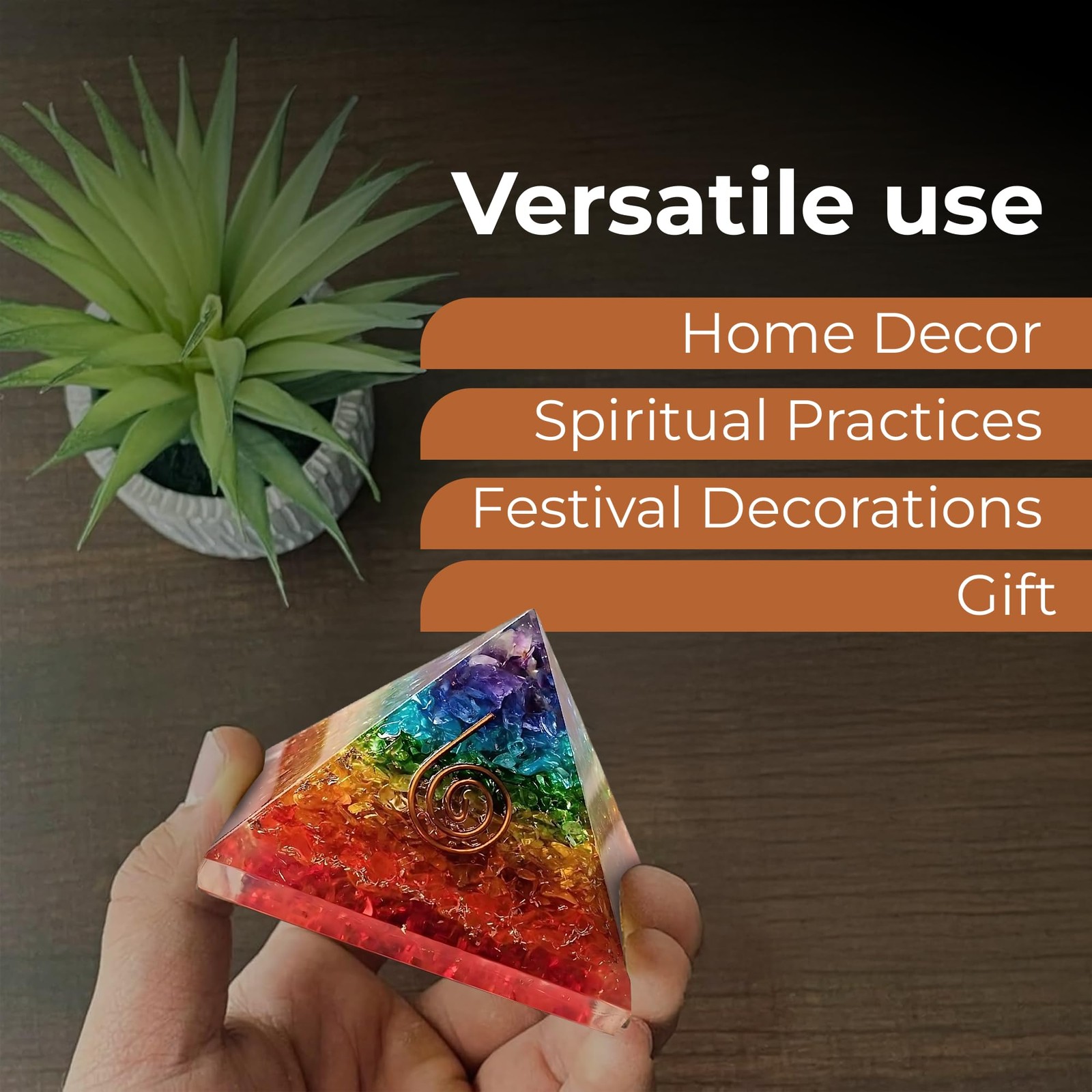 7 Chakra Orgonite Pyramid for Healing Meditation Stress Relief Positive