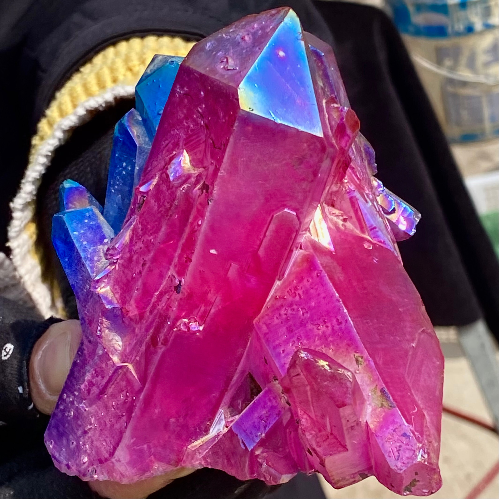 1.27LB Rainbow Titanium Quartz Crystal Treatment Cluster Decorative Gift