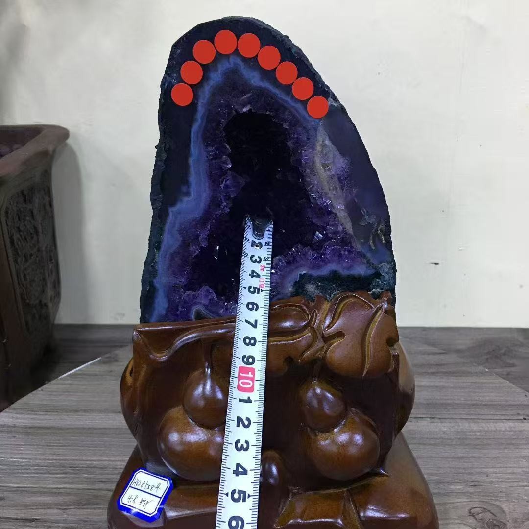 10.5LB TOP Natural Uruguay Amethyst Geode Quartz Crystal Reiki Decor + Stand A+