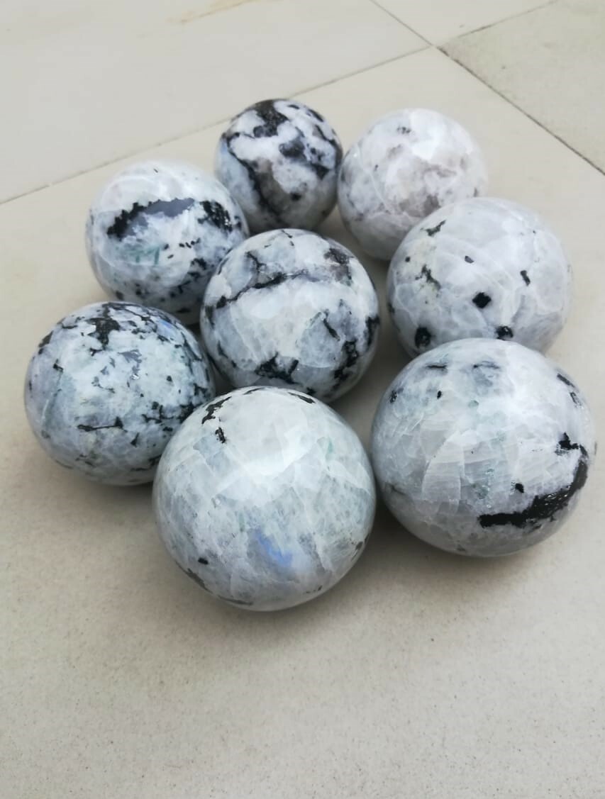 Large Natural Rainbow Moonstone Sphere Flashy Crystal Gemstone Ball 57-65MM