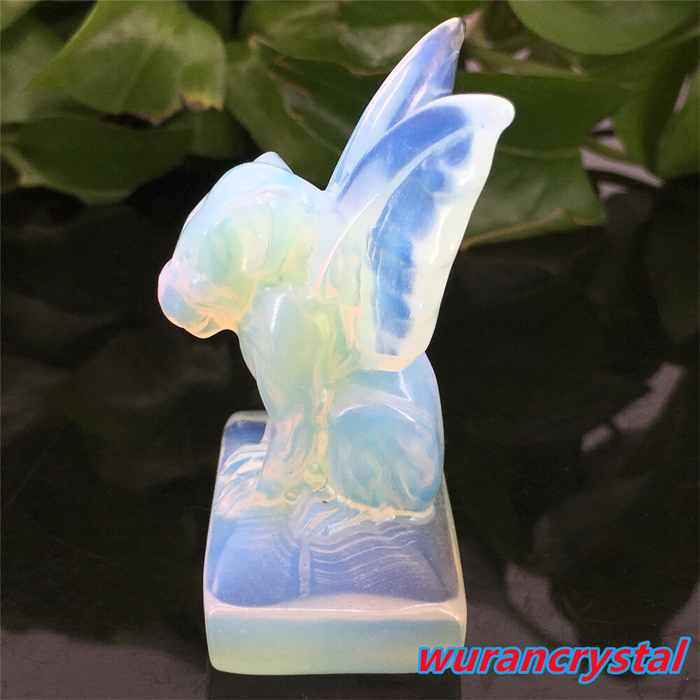1pc Opalite Quartz Gargoyles Angel Skull point Crystal Carved Skull Healing Gem