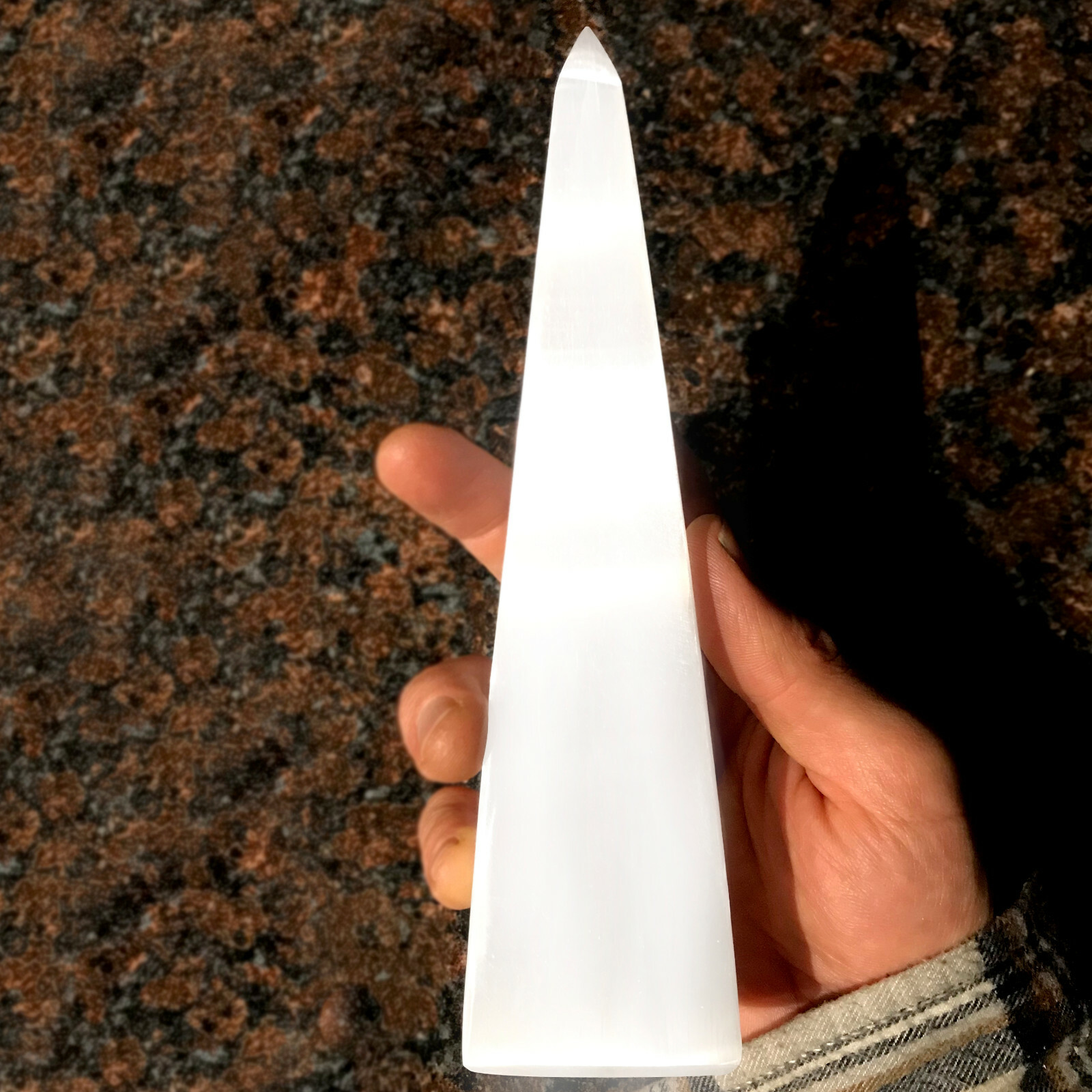 Large SELENITE TOWER 8″ inch Crystal Obelisk Morocco Natural Carved Heal Energy